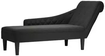 vidaXL Chaiselongue mit Kissen, rechte Armlehne, schwarz, Stoff (4009767)