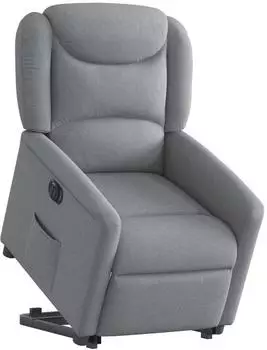 vidaXL Relaxsessel mit Aufstehhilfe, elektrisch, hellgrau, Stoff (3303214)