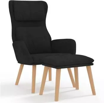 vidaXL Relaxsessel mit Hocker, Samt, schwarz (3097826)