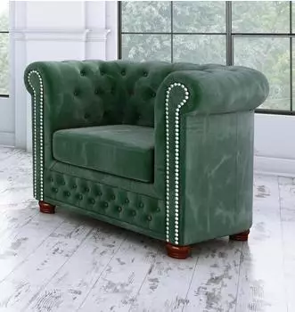 S-Style M&ouml;bel Chesterfield-Sessel Jutta smaragdgr&uuml;ner Samt, Holzf&uuml;&szlig;e (Jutta)