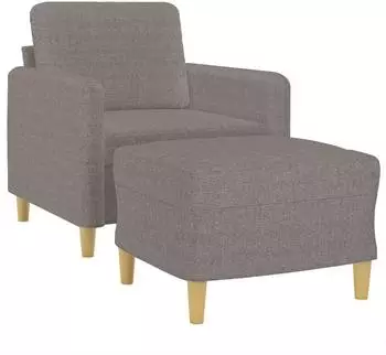 vidaXL Sessel mit Hocker Stoff Taupe 60cm (3201191)