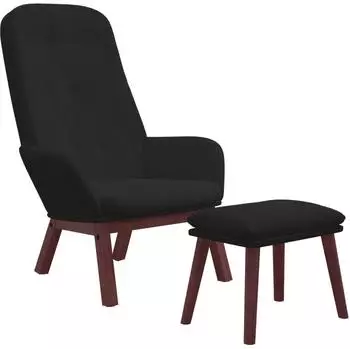 vidaXL Relaxsessel mit Hocker, Samt, schwarz (3097662)