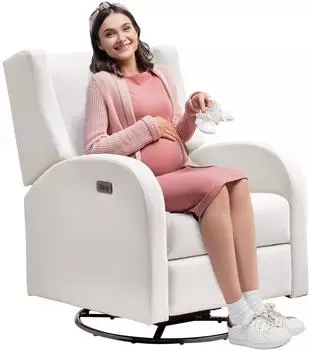 VEVOR Elektrischer Ruhesessel Drehfunktion Gleitfunktion Polyester cremewei&szlig;