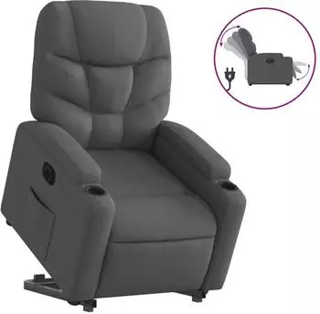 vidaXL Relaxsessel mit Aufstehhilfe, elektrisch, dunkelgrau, Stoff (3204621)