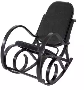 MCW Gallarate Schaukelstuhl Massivholz Walnuss-Optik, schwarz