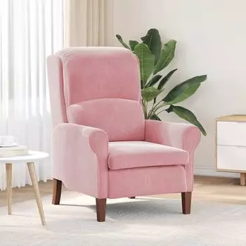 vidaXL Sessel Samt Rosa mit Massivholzbeinen, 76x94x102cm