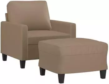 vidaXL Sessel mit Hocker Kunstleder cappuccinobraun 60cm (3201023)