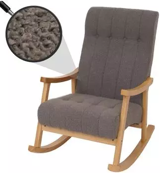 MCW Schaukelstuhl K10 Boucl&eacute;-Textil, dunkelgrau, Gestell natur (800000861761)