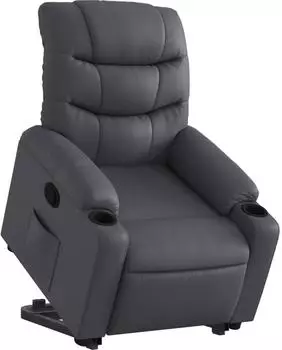 vidaXL Relaxsessel mit Aufstehhilfe, grau, Kunstleder (3206602)