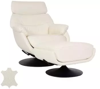 MCW Relaxsessel mit Hocker MCW-K99, Wippfunktion drehbar, creme-wei&szlig; (MCW-K99)