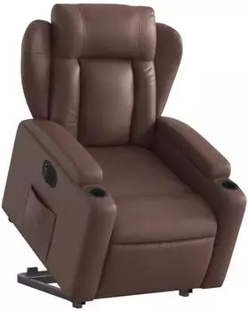 vidaXL Relaxsessel mit Aufstehhilfe, elektrisch, braun, Kunstleder (3204560)