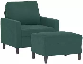 vidaXL Sessel mit Hocker Samt Dunkelgr&uuml;n 60cm (3201047)