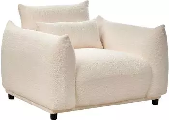 Beliani Jamsa Sessel Bouclé cremeweiß, schwarze Beine (516832)