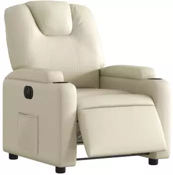 vidaXL Relaxsessel elektrisch, Kunstleder, creme (3204417)