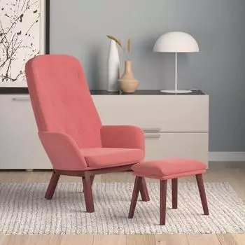 vidaXL Relaxsessel mit Fu&szlig;hocker Samt Rosa (3097660)