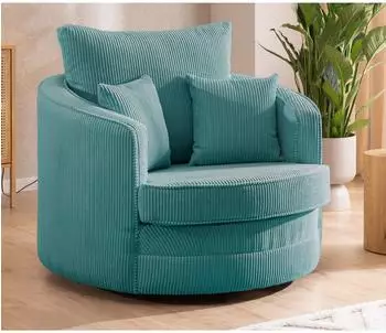 S-Style M&ouml;bel Ted Drehsessel Love Seat XXL, Cordstoff, t&uuml;rkis
