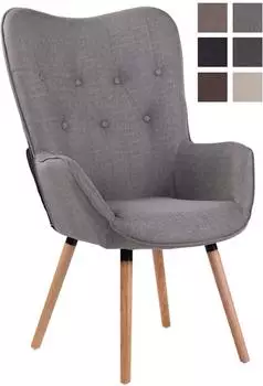 CLP Lounger Ashford Stoff, grau/natur, Holzbeine (312560)