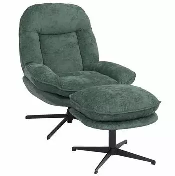 MCW Relaxsessel mit Hocker P32, drehbar, Chenille, gr&uuml;n (MCW-P32)