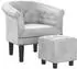 vidaXL Clubsessel mit Fußhocker, silbern, Kunstleder (356502)