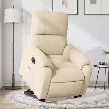vidaXL Relaxsessel mit Aufstehhilfe Elektrisch Mikrofasergewebe Creme (3204947)