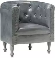 Vidaxl Tub Chair Grey Real Leather