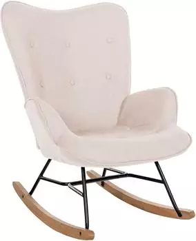 CLP Sanka Schaukelstuhl Stoff, creme, Holzkufen (152484204)