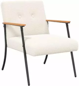 vidaXL Sessel lockiger woll&auml;hnlicher Stoff, creme (42017699)