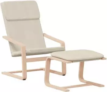 vidaXL Relaxsessel mit Hocker, Stoff, creme (3154412)
