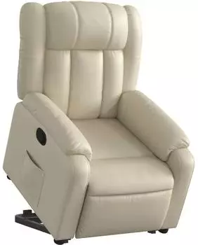 vidaXL Relaxsessel mit Aufstehhilfe, creme, Kunstleder (3205265)