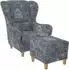 Supellex Sofia Ohrensessel mit Hocker, Helsinki hellgrau, Textil
