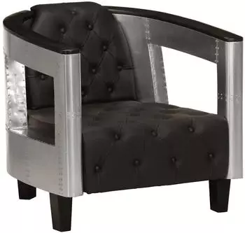 vidaXL Fliegersessel Echtleder, schwarz (247795)