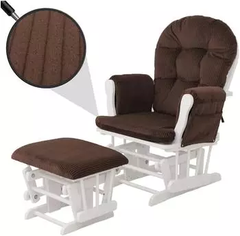 MCW Relaxsessel MCW-C76 mit Hocker, Cord 320g/m&sup2;, braun/wei&szlig; (MCW-C76)
