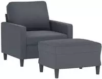 vidaXL Sessel mit Hocker Dunkelgrau 60 cm Samt