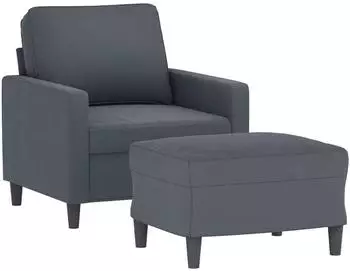vidaXL Sessel mit Hocker, dunkelgrau, 60cm, Samt (3201046)