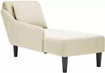 vidaXL Chaiselongue mit Kissen, rechte Armlehne, cremefarben, Samt (4009779)