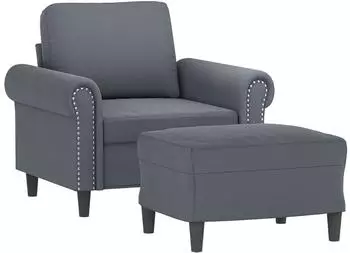 vidaXL Sessel mit Hocker Samt dunkelgrau 60cm (3201206)