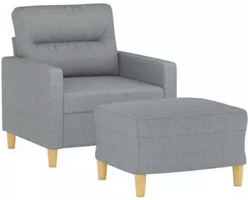 vidaXL Sessel mit Hocker, Stoff, hellgrau, 60cm (3201065)