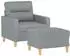 vidaXL Sessel mit Hocker, Stoff, hellgrau, 60cm (3201065)