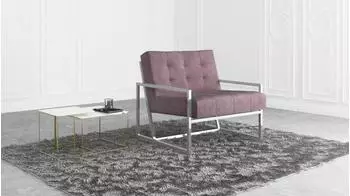 S-Style Möbel Duban Loungesessel Samtstoff, rosa, silberne Metallfüße (800000795849)