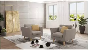 S-Style Möbel Sessel Mario skandinavisches Design, Microfaser, dunkelbeige