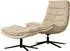 Woood Kube Drehsessel mit Hocker, Chenille-Stoff, natur (3367)