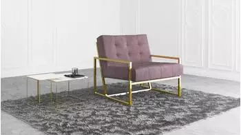 S-Style Möbel Duban Loungesessel Samtstoff, rosa, goldene Metallfüße (800000795807)