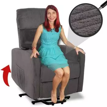 MCW MCW-K62 Fernsehsessel Cord, Liegefunktion, Aufstehhilfe, dunkelgrau (94455)