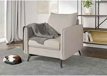 S-Style M&ouml;bel Helix Sessel Luxusmikrofaser, beige, schwarze Metallf&uuml;&szlig;e (Helix)