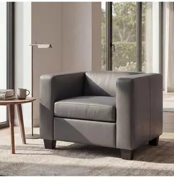 MCW Loungesessel Lille anthrazit, Textil, Lederlook (vegan), 86x70x75cm