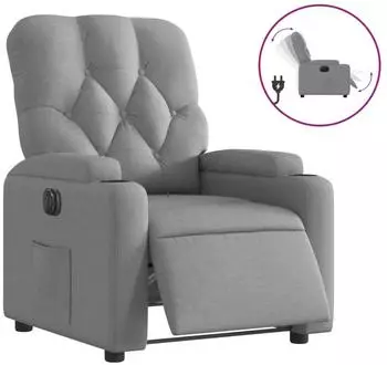 vidaXL Elektrischer Relaxsessel hellgrau Stoff (3204686)