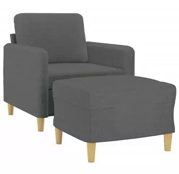 vidaXL Sessel mit Hocker, Stoff, dunkelgrau, 60cm (3201185)