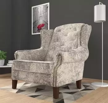 S-Style M&ouml;bel Chesterfield-Ohrensessel wei&szlig;, Microfaser Vintageoptik, 102x102x93cm