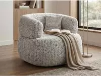 SESSEL Laila, Drehsessel mit runder Form, Beige, Geflecht-Stoff