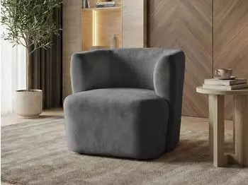 Beautysofa NORI Loungesessel Velours, dunkelgrau